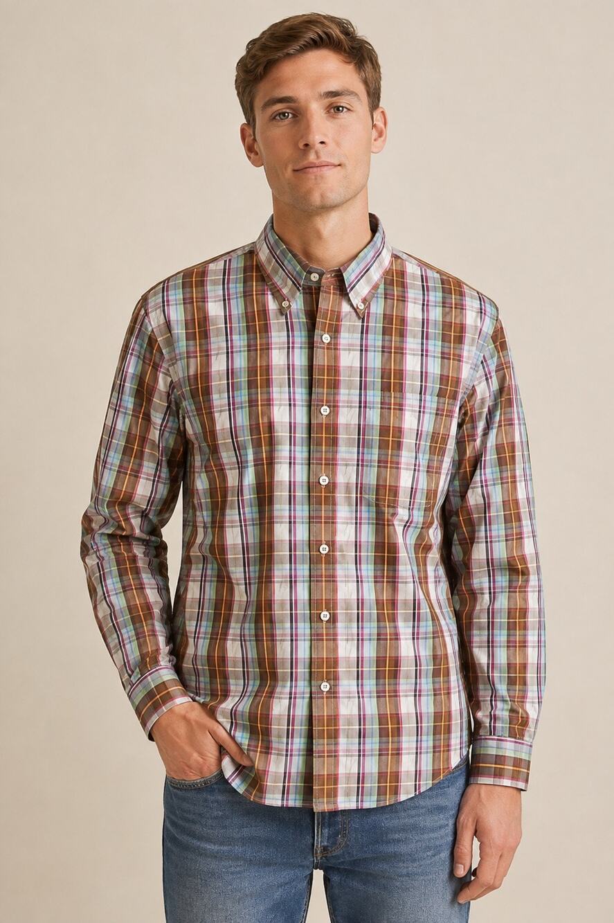 Peter Millar Weekender Wash Multicolor Plaid Button Down Shirt – Medium